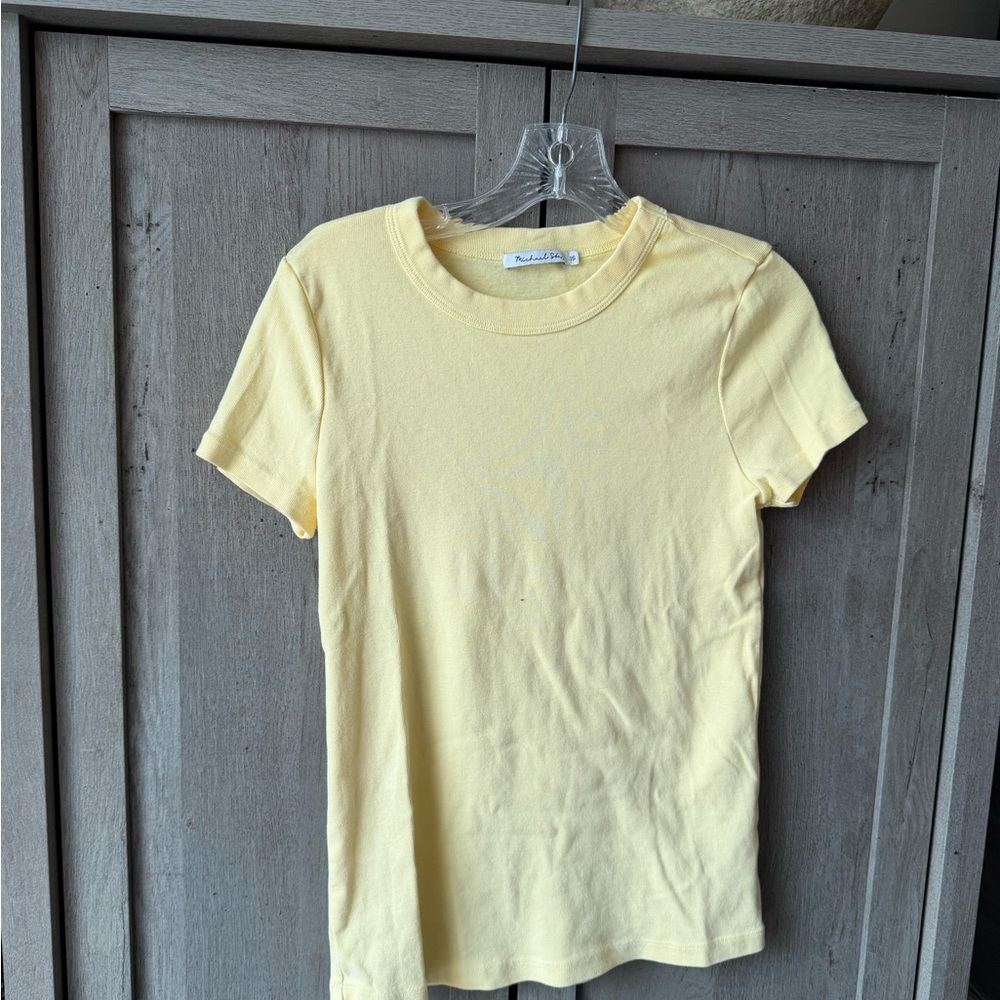 Michael Stars Pale Yellow Short Sleeve Crew Tee